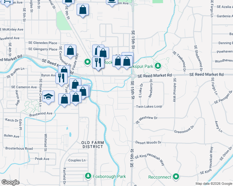 map of restaurants, bars, coffee shops, grocery stores, and more near 20774 Southeast Iron Horse Lane in Bend