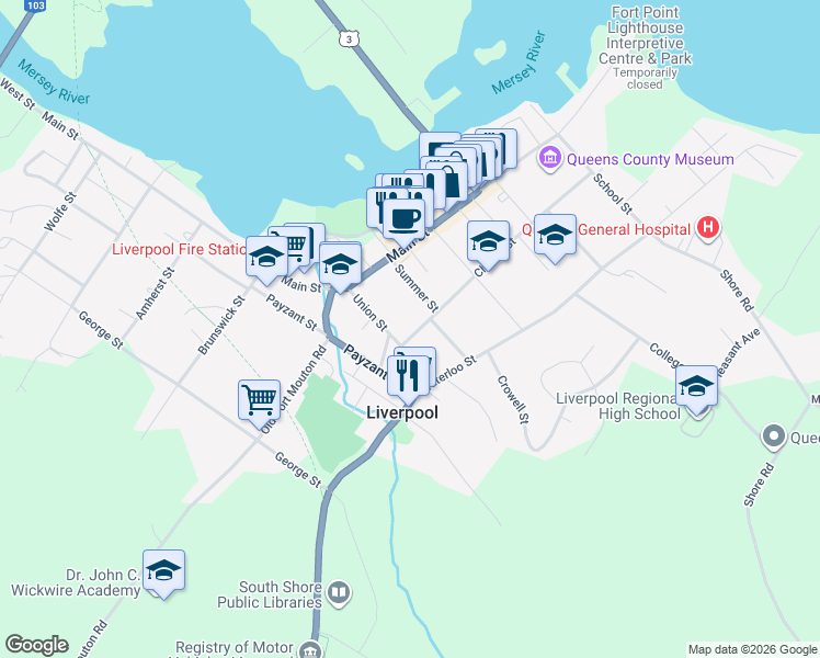 map of restaurants, bars, coffee shops, grocery stores, and more near 278 Church Street in Liverpool