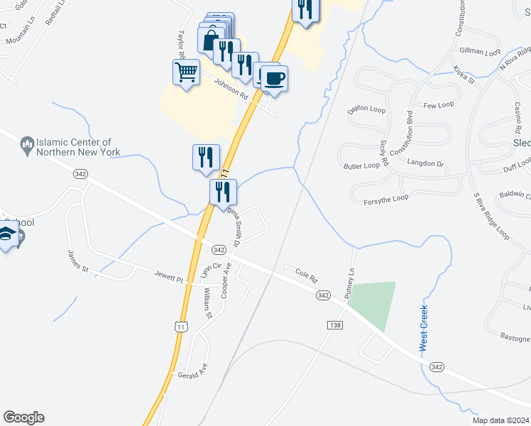 map of restaurants, bars, coffee shops, grocery stores, and more near 25366 Virginia Smith Drive in Calcium