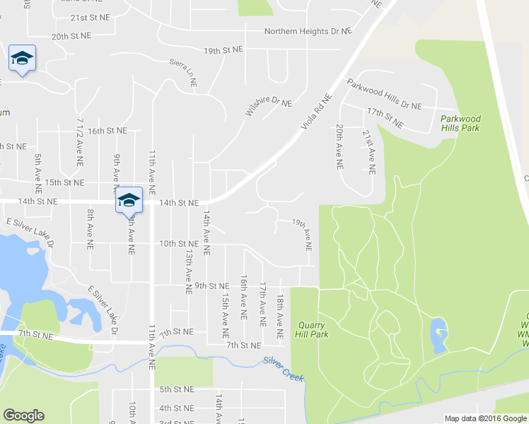 map of restaurants, bars, coffee shops, grocery stores, and more near 1225 19th Avenue Northeast in Rochester