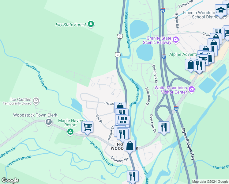 map of restaurants, bars, coffee shops, grocery stores, and more near 5 Adams Drive in Woodstock