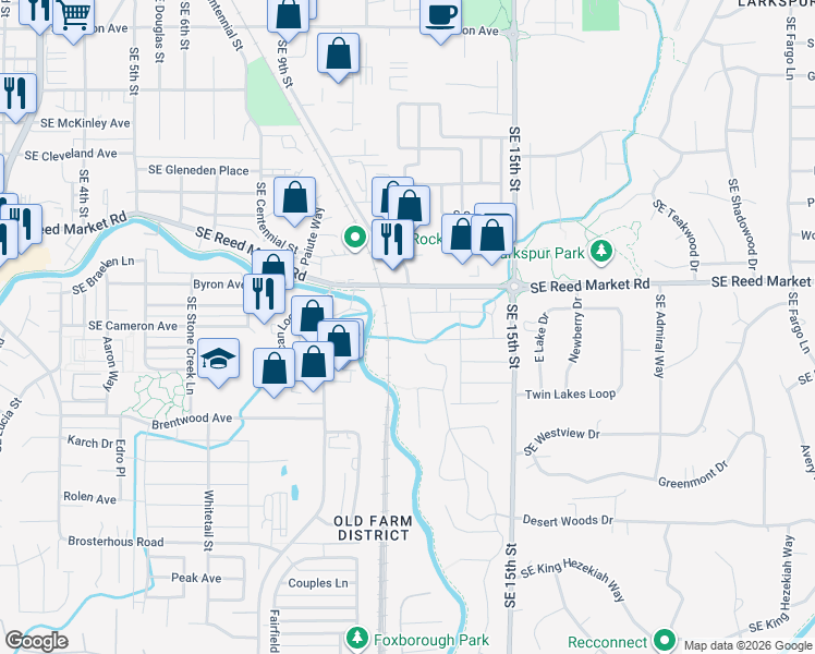 map of restaurants, bars, coffee shops, grocery stores, and more near 20705 Southeast Iron Horse Lane in Bend