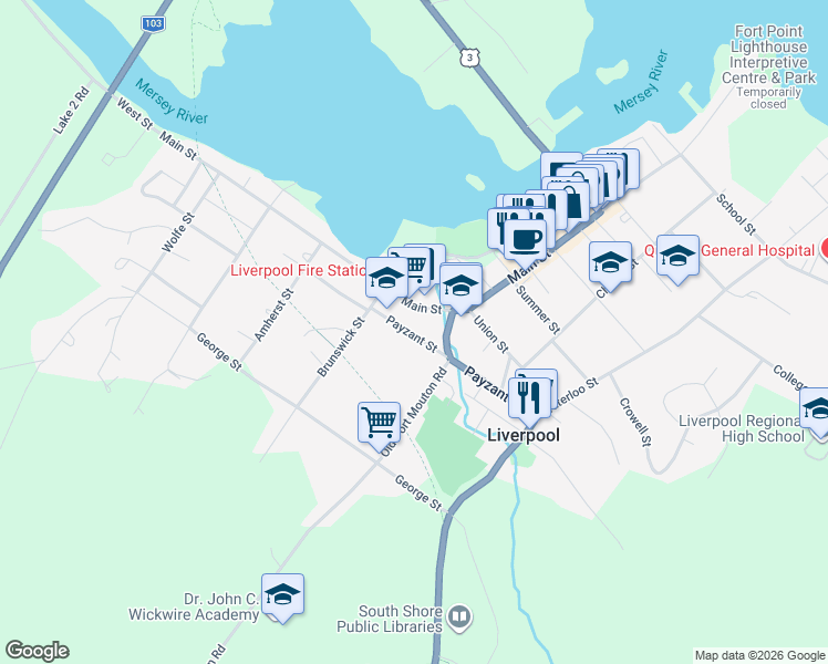 map of restaurants, bars, coffee shops, grocery stores, and more near 41 Lawrence Street in Liverpool