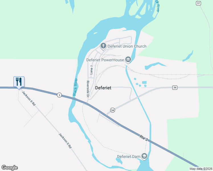 map of restaurants, bars, coffee shops, grocery stores, and more near in Deferiet