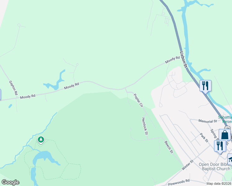 map of restaurants, bars, coffee shops, grocery stores, and more near 79 Moody Road in Lisbon