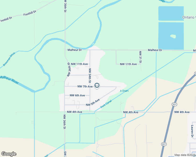 map of restaurants, bars, coffee shops, grocery stores, and more near 3359 Northwest 7th Avenue in Ontario