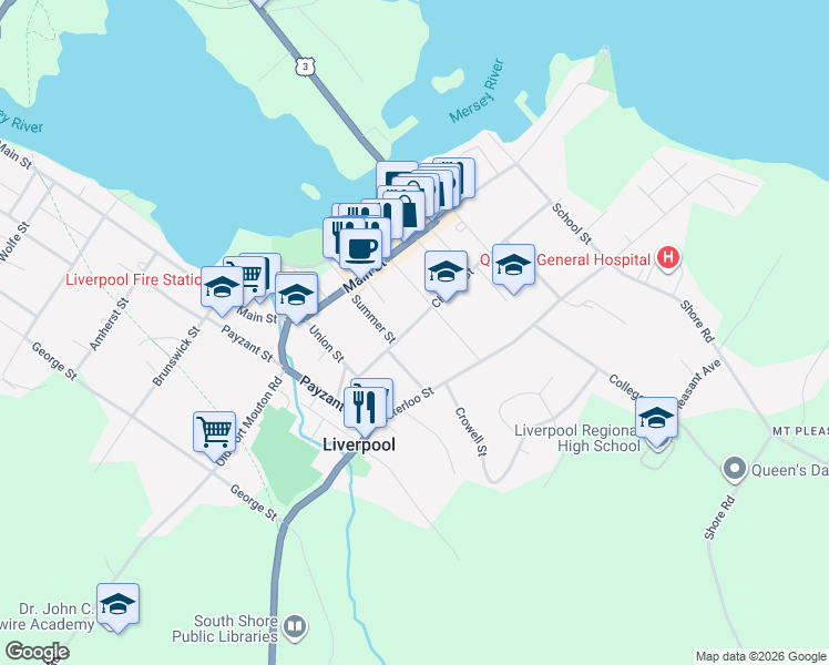 map of restaurants, bars, coffee shops, grocery stores, and more near 11 Zwicker Avenue in Liverpool
