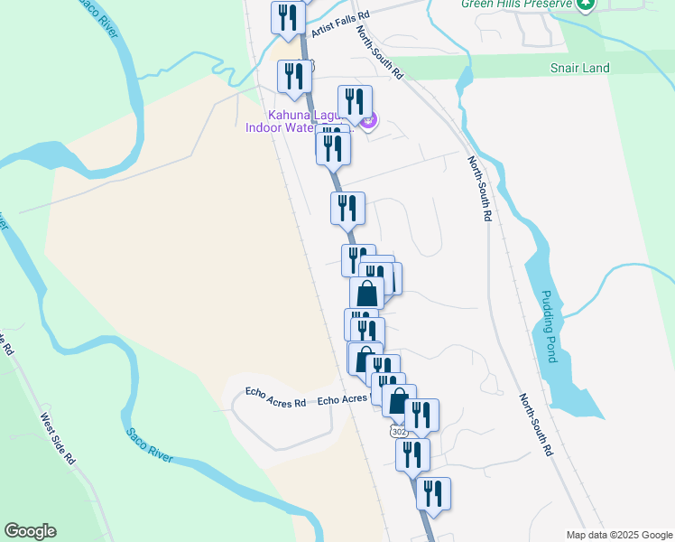 map of restaurants, bars, coffee shops, grocery stores, and more near 2076 White Mountain Highway in Conway