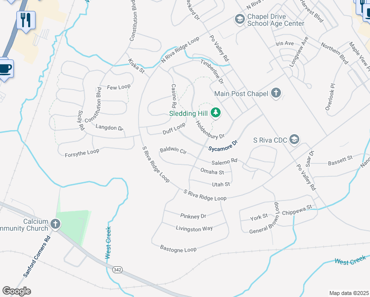 map of restaurants, bars, coffee shops, grocery stores, and more near 10874a Baldwin Circle in Fort Drum