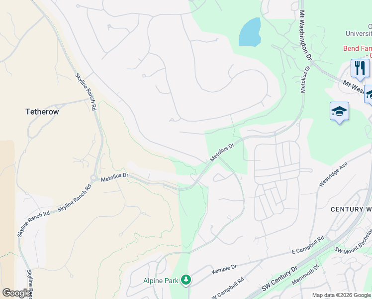 map of restaurants, bars, coffee shops, grocery stores, and more near 61558 Hosmer Lake Drive in Bend