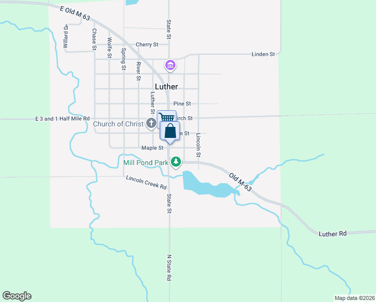 map of restaurants, bars, coffee shops, grocery stores, and more near 207 Elm Street in Luther
