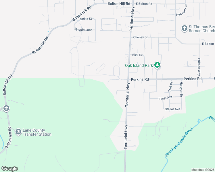 map of restaurants, bars, coffee shops, grocery stores, and more near 87678 Territorial Highway in Veneta