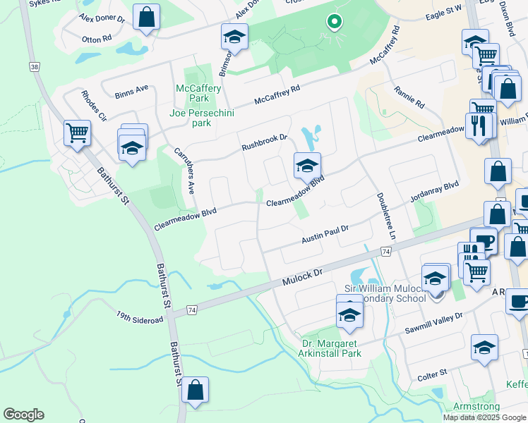 map of restaurants, bars, coffee shops, grocery stores, and more near 479 Plantation Gate in Newmarket