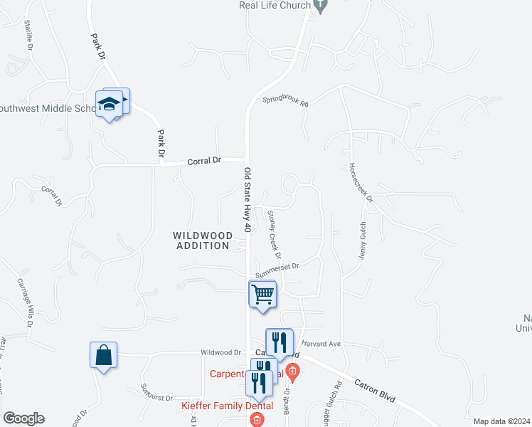 map of restaurants, bars, coffee shops, grocery stores, and more near 4804 Prairie Rose Place in Rapid City