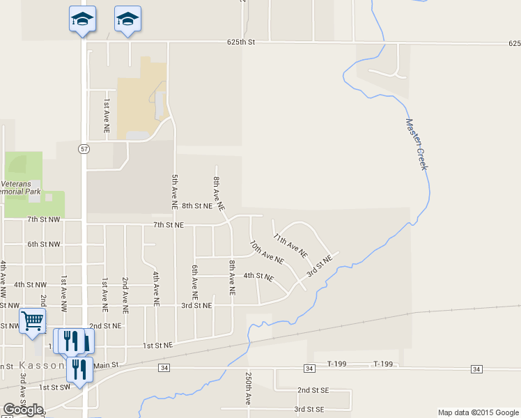 map of restaurants, bars, coffee shops, grocery stores, and more near 1003 7th Street Northeast in Kasson