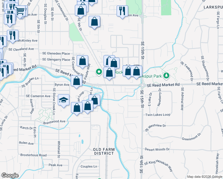 map of restaurants, bars, coffee shops, grocery stores, and more near 20685-20727 Southeast Reed Market Road in Bend