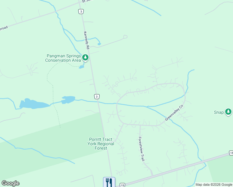 map of restaurants, bars, coffee shops, grocery stores, and more near 19 Wolf Run Court in Newmarket