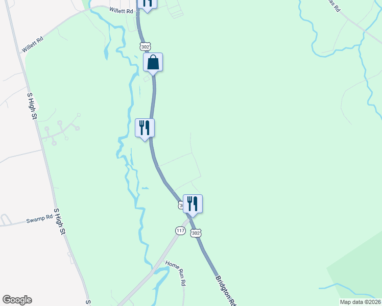 map of restaurants, bars, coffee shops, grocery stores, and more near 5 Eco Way in Bridgton