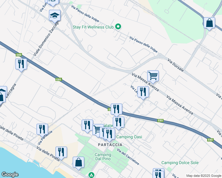map of restaurants, bars, coffee shops, grocery stores, and more near in Carrara