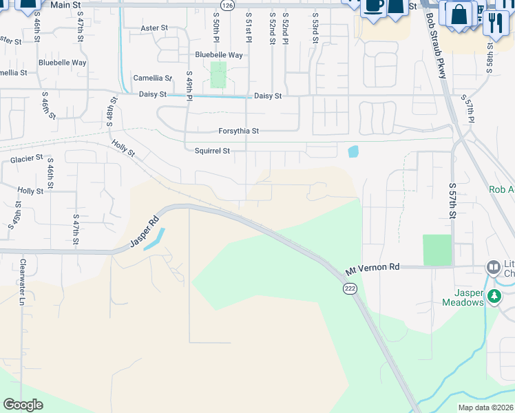 map of restaurants, bars, coffee shops, grocery stores, and more near 5057 Jasper Road in Springfield