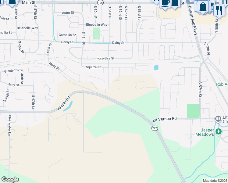 map of restaurants, bars, coffee shops, grocery stores, and more near 5057 Jasper Road in Springfield