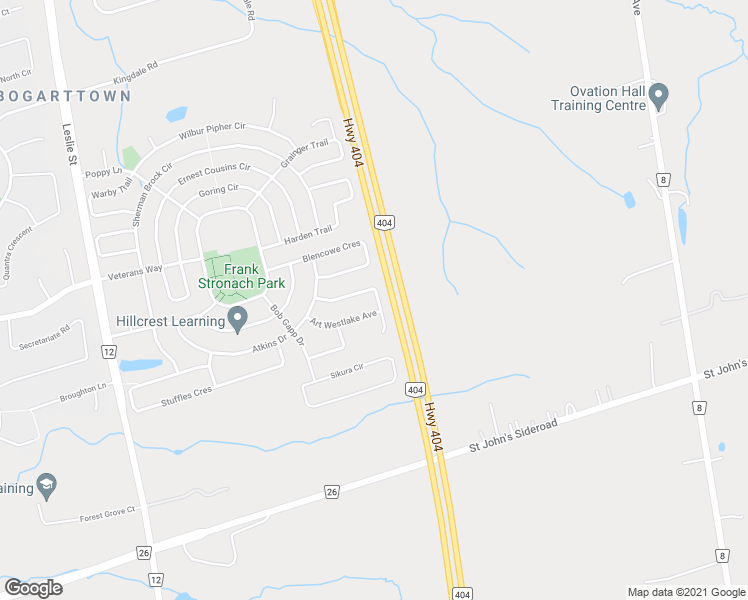 map of restaurants, bars, coffee shops, grocery stores, and more near 1268 McCron Crescent in Newmarket