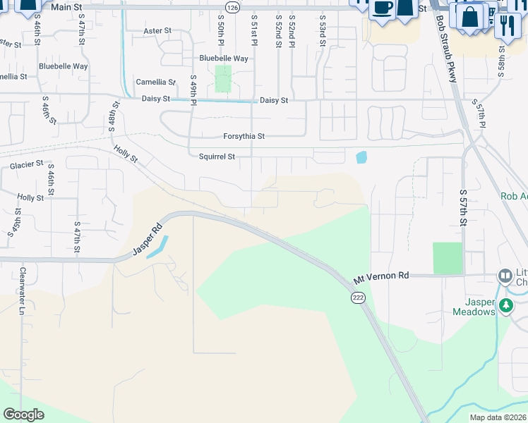map of restaurants, bars, coffee shops, grocery stores, and more near 5057 Jasper Road in Springfield