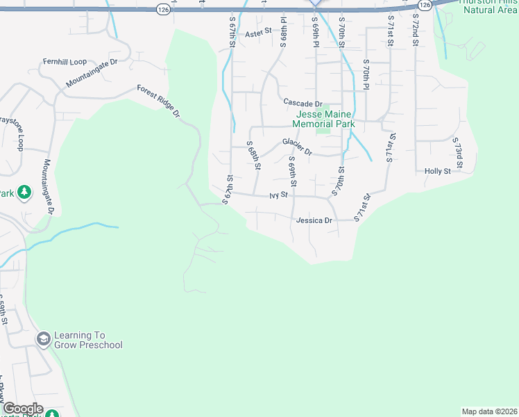 map of restaurants, bars, coffee shops, grocery stores, and more near 6825 Ivy Street in Springfield