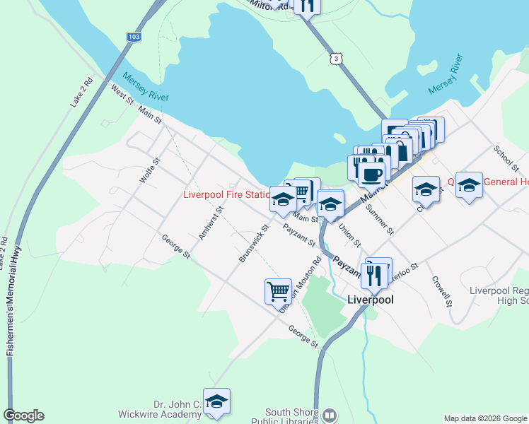 map of restaurants, bars, coffee shops, grocery stores, and more near 14 Lawrence Street in Liverpool