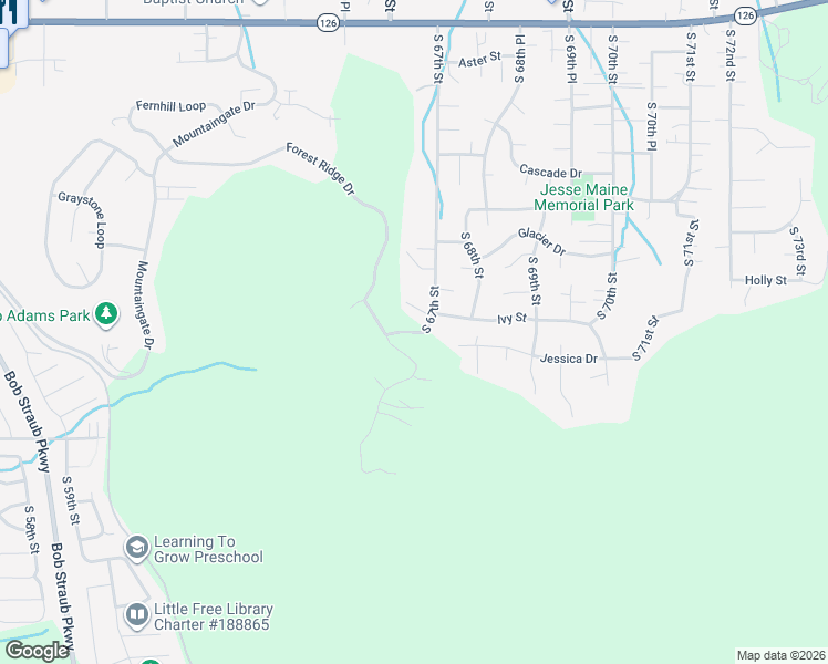 map of restaurants, bars, coffee shops, grocery stores, and more near 962 South 66th Place in Springfield