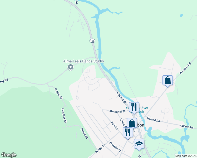map of restaurants, bars, coffee shops, grocery stores, and more near 175 Lisbon Street in Lisbon