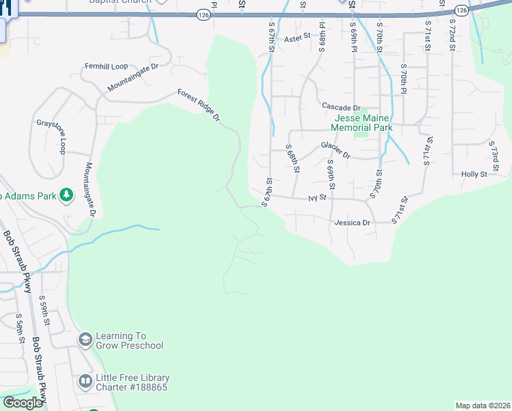 map of restaurants, bars, coffee shops, grocery stores, and more near 962 South 66th Place in Springfield