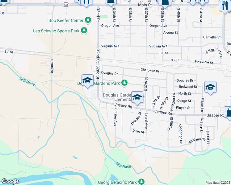 map of restaurants, bars, coffee shops, grocery stores, and more near 3370 Osage Street in Springfield