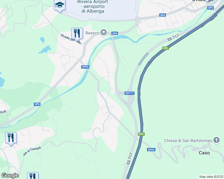 map of restaurants, bars, coffee shops, grocery stores, and more near 23 Via Isole in Villanova d'Albenga