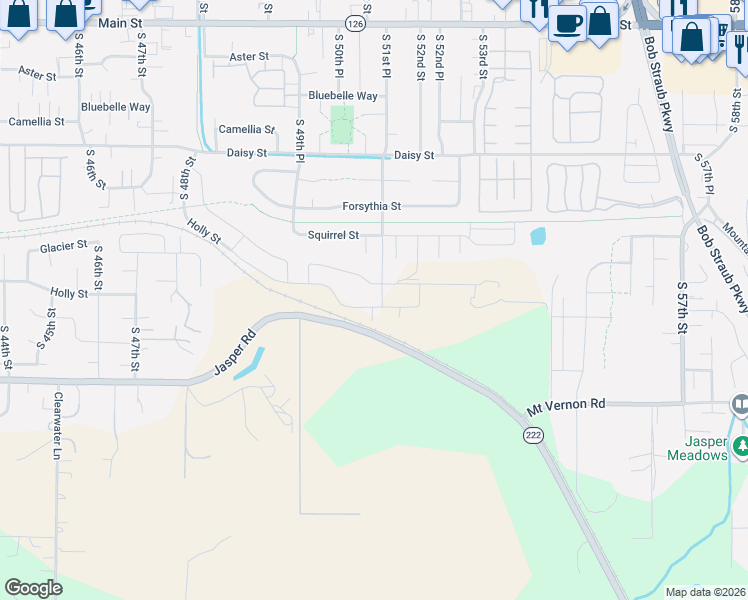 map of restaurants, bars, coffee shops, grocery stores, and more near 5057 Jasper Road in Springfield