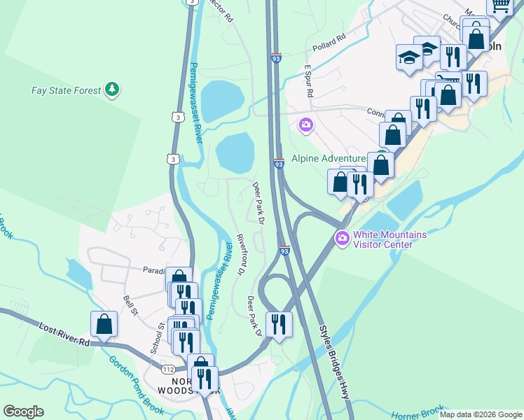 map of restaurants, bars, coffee shops, grocery stores, and more near Deer Park Drive in Lincoln