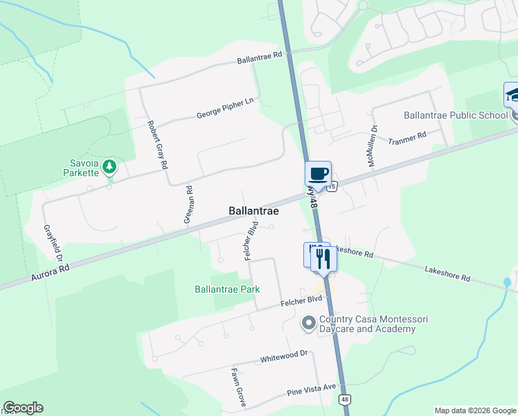 map of restaurants, bars, coffee shops, grocery stores, and more near 5162 York Regional Road 15 in Whitchurch-Stouffville