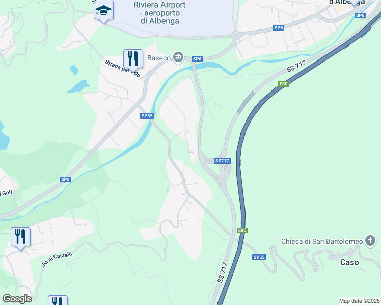 map of restaurants, bars, coffee shops, grocery stores, and more near 23 Via Isole in Villanova d'Albenga