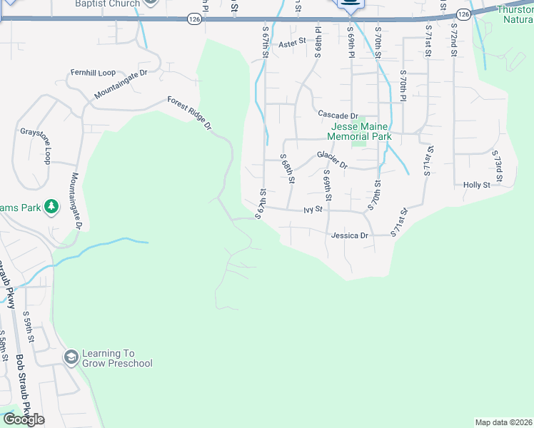 map of restaurants, bars, coffee shops, grocery stores, and more near 6737 Ivy Street in Springfield