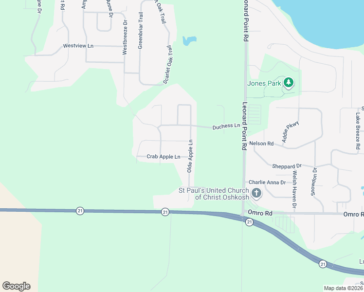 map of restaurants, bars, coffee shops, grocery stores, and more near 3884 Crab Apple Lane in Oshkosh