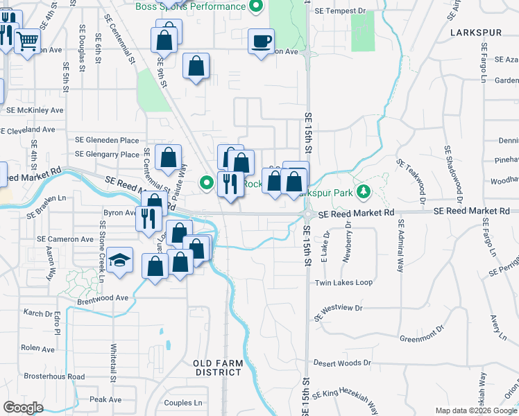 map of restaurants, bars, coffee shops, grocery stores, and more near 1310 Southeast Reed Market Road in Bend