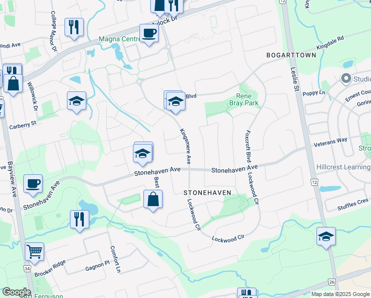 map of restaurants, bars, coffee shops, grocery stores, and more near 929 Tegal Place in Newmarket
