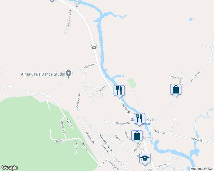 map of restaurants, bars, coffee shops, grocery stores, and more near 167 Lisbon Street in Lisbon