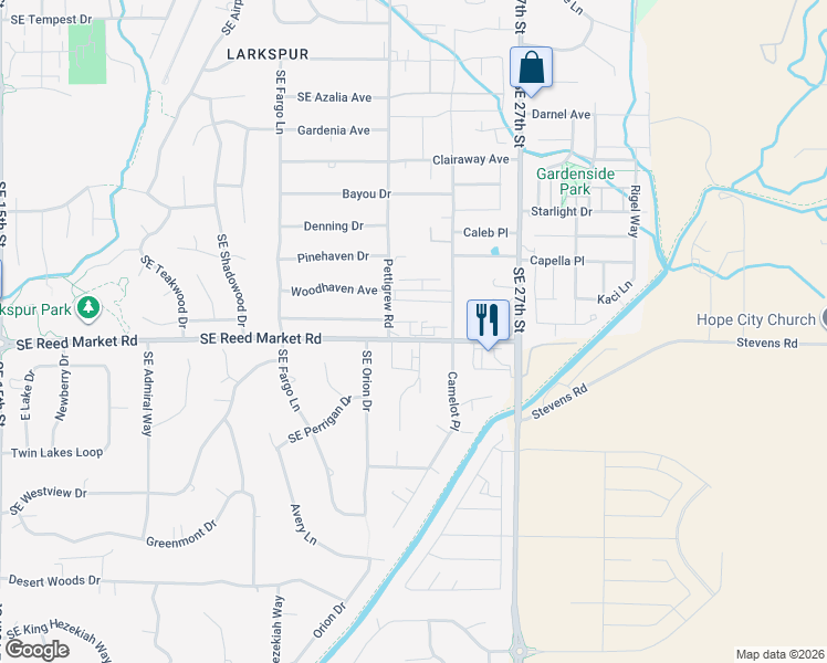 map of restaurants, bars, coffee shops, grocery stores, and more near 21124 Southeast Reed Market Road in Bend