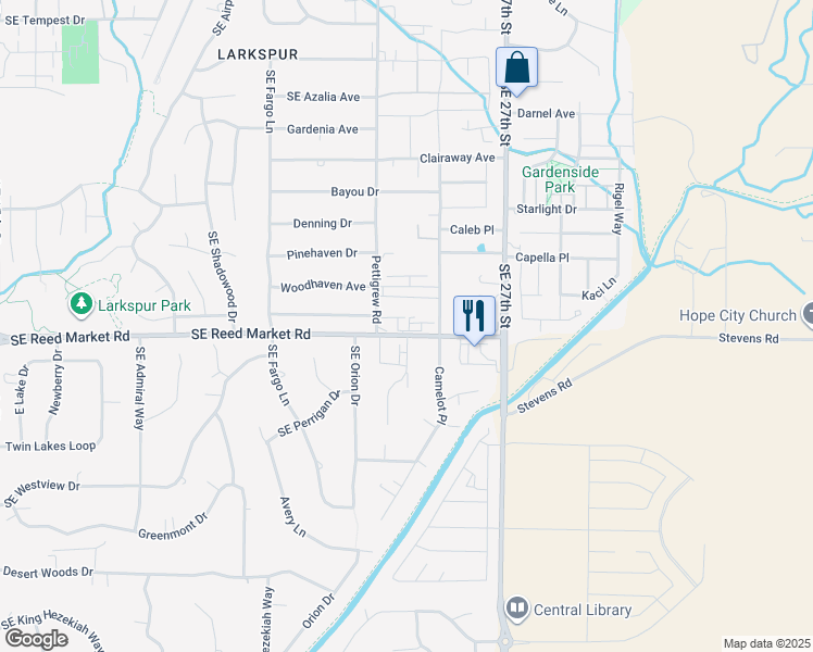 map of restaurants, bars, coffee shops, grocery stores, and more near 21124 Southeast Reed Market Road in Bend