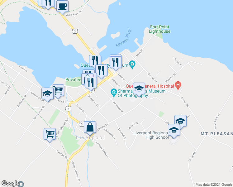 map of restaurants, bars, coffee shops, grocery stores, and more near Church Street in Liverpool