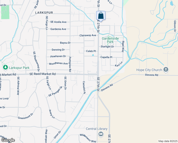 map of restaurants, bars, coffee shops, grocery stores, and more near 61596 Camelot Place in Bend