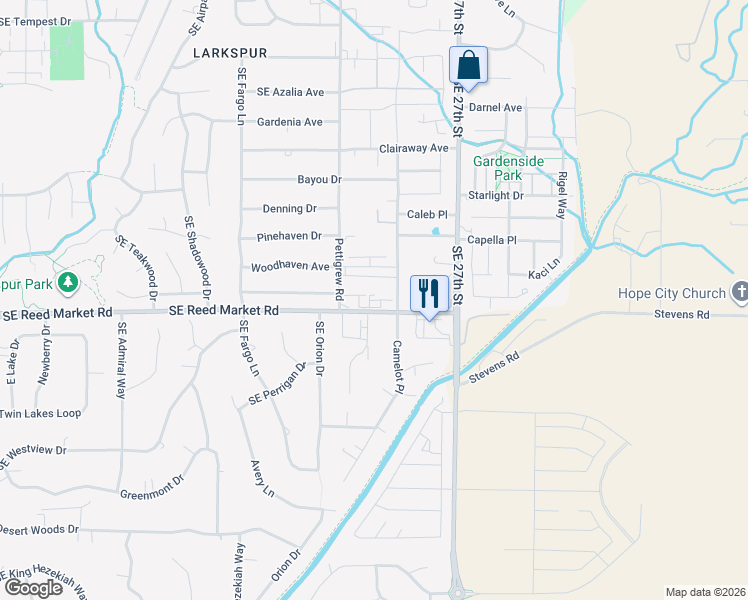 map of restaurants, bars, coffee shops, grocery stores, and more near 21124 Southeast Reed Market Road in Bend