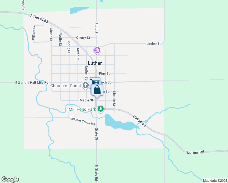 map of restaurants, bars, coffee shops, grocery stores, and more near 207 Elm Street in Luther