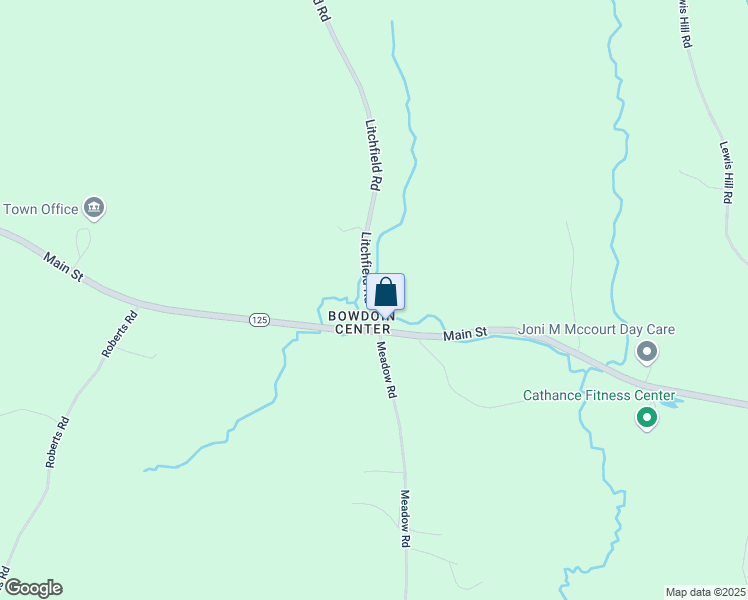 map of restaurants, bars, coffee shops, grocery stores, and more near 25 Litchfield Road in Bowdoin